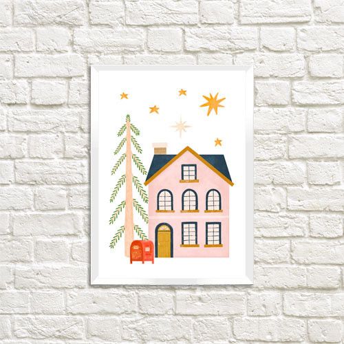 Постер в рамці Елка у дома 15x21 см, A5 (WMT5_23NG010_WH)