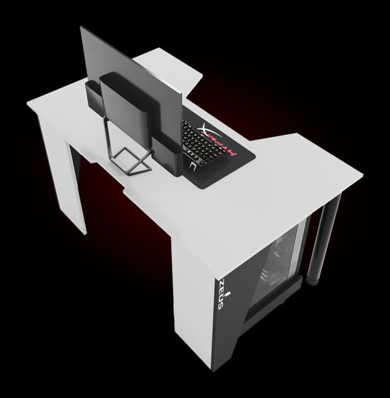 Стол геймерский ZEUS GAMER-2 белыйчерный бок | Зображення 2