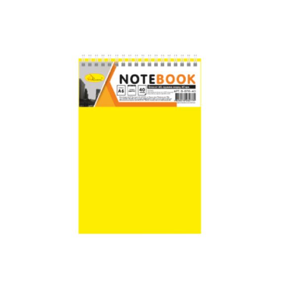Блокнот А6 В-БП6-40, 40 аркушів Жовтий