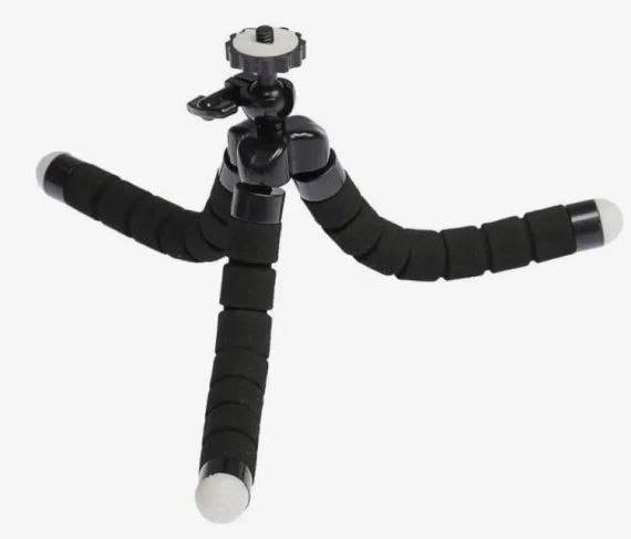 Штатив-тренога NULIER настольный, для телефона, гибкие ножки, высота 17 см, чёрный | Зображення 4