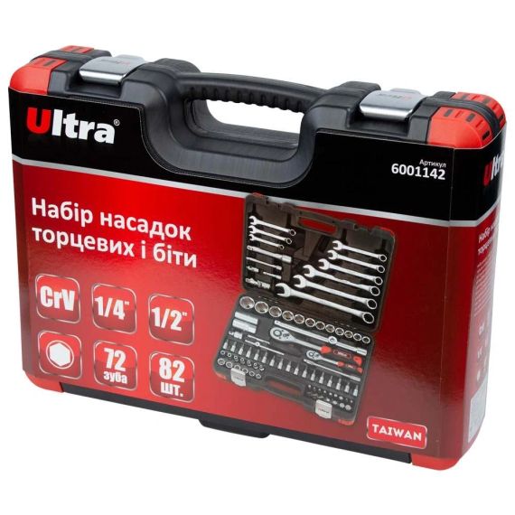 Набор инструментов Ultra CrV на 82 предмета с головками и битами 1/4 и 1/2, в кейсе | Зображення 5