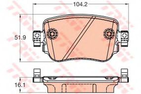 Колодка гальм. диск. SKODA OCTAVIA 1.8 2.0 2012-,SEAT LEON 2012- задн. (вир-во TRW) TRW GDB2042 на AUDI A1 (8X1, 8XF)