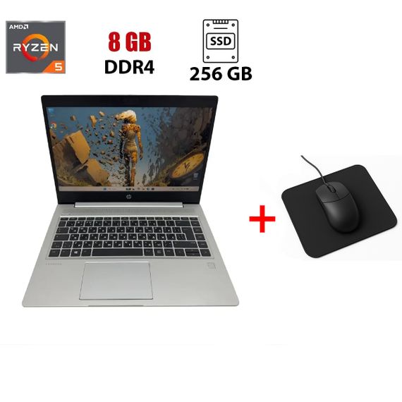 Ультрабук HP ProBook 445R G6 / 14" (1920x1080) IPS / AMD Ryzen 5 3500U (4 (8) ядра по 2.1 - 3.7 GHz) / 8 GB DDR4 / 256 GB SSD M.2 NVMe / AMD Radeon Vega 8 Graphics / WebCam б/в + Подарунок Мишка та килимок