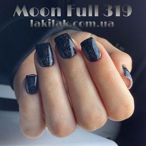 Гель-лак Moon Full №319 чорно-зелений з сріблястим шимером 8мл