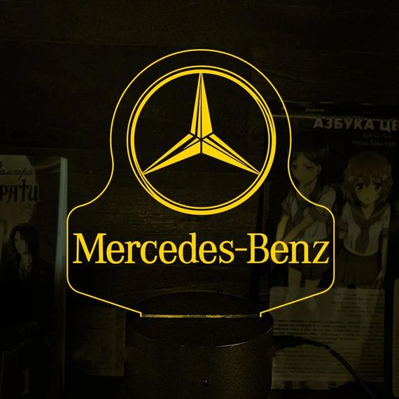 Акриловий світильник-нічник Mercedes-Benz жовтий tty-n000515