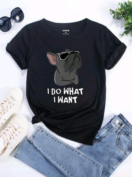 Футболка женская с принтом повседневная XL Черная