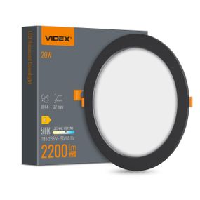 Світлодіодний світильник Back вбудований круглий VIDEX 20W 5000K Black