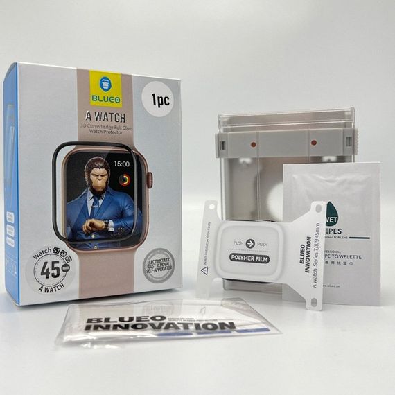 Полімерна 3D плівка Blueo High-Molecule для Apple Watch 7/8/9 45mm (+ аплікатор) Чорний | Зображення 1