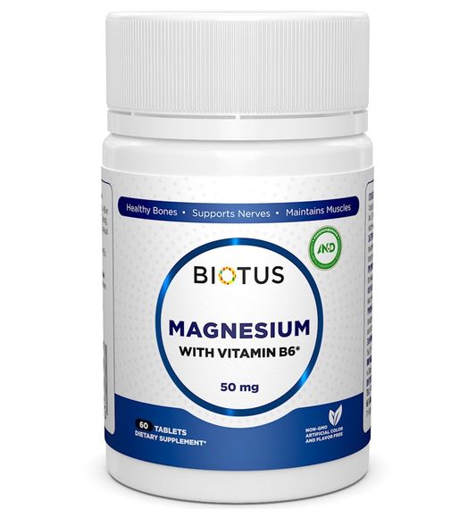 Мікроелемент Магній Biotus Magnesium with Vitamin B6 60 Tabs BIO-530203