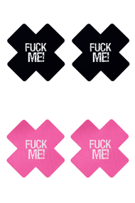 Пестиси LoveToy Fuck Me Cross Pattern Nipple Pasties (2 пари) Чорно-рожеві One Size