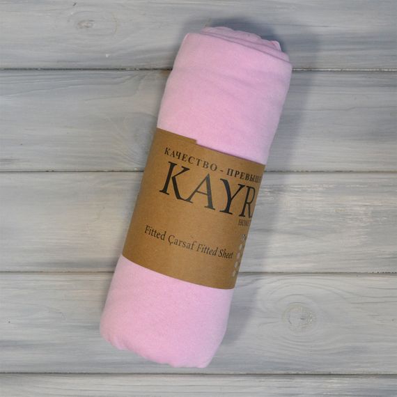 Простынь 180х200+25см трикотаж на резинке Светло-розовая