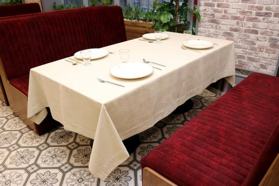 Скатертина двостороння Kayra Blackout 160×285 см Сіро-кремова | Зображення 3