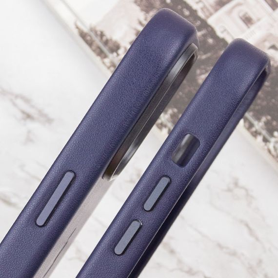 Кожаный чехол Leather Case (AAA) with MagSafe and Animation для Apple iPhone 14 (6.1") | Зображення 3
