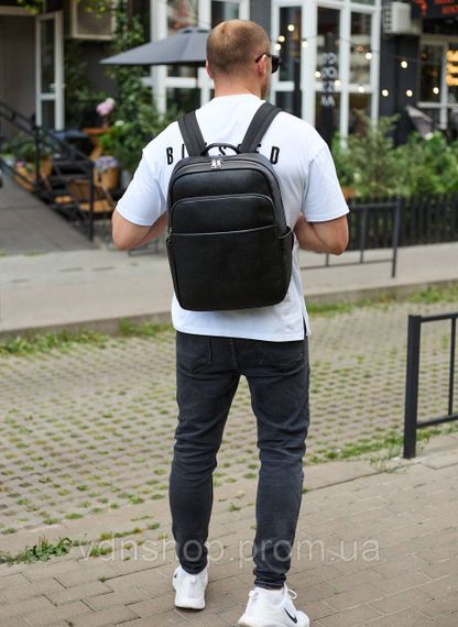 Универсальный мужской рюкзак из кожи 41х31х16, удобный рюкзак для ноутбука и документов, черный | Зображення 8