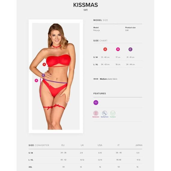 Новорічний костюм Obsessive Kissmas set червоний, S/M | Зображення 4