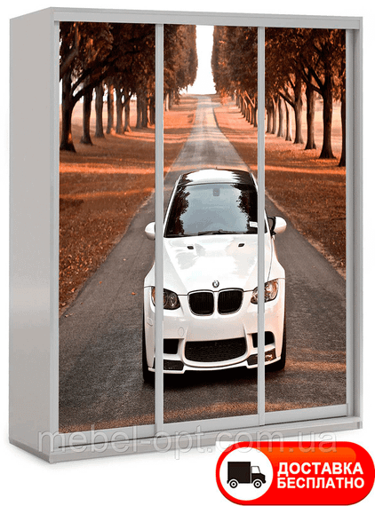 Шкаф купе 3Д трехдверный, BMW 44 выбор цвета корпуса и рисунка
