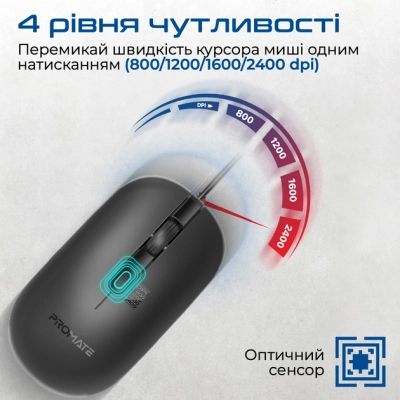 Мышка Promate CM-2400 USB Black (cm-2400.black) | Зображення 3