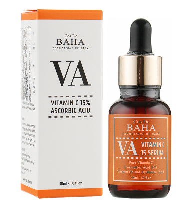Сироватка для сяйва шкіри з вітаміном С й пантенолом Cos De BAHA Vitamin C 15% Ascorbic Acid (30 ml) | Зображення 1
