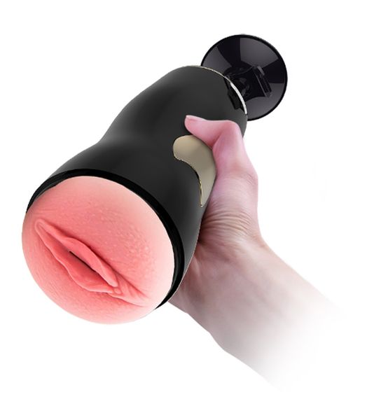 Мастурбатор із двома входами на присосці Boss Series: Vibrating Masturbation Cup Black, BS6300056 Sex Aura | Зображення 2