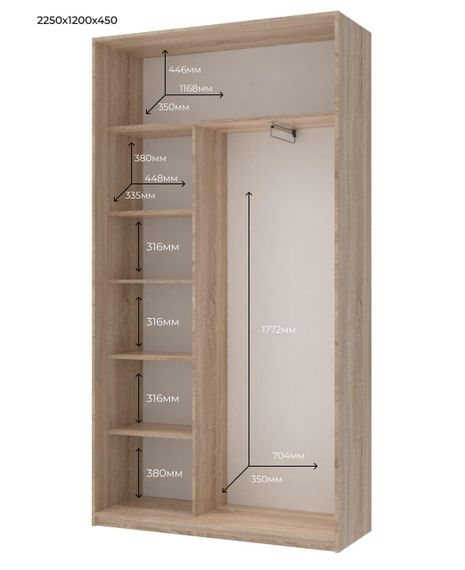 Шкаф-купе двухдверный Doros Сити Лайт 120х45х225 см Дуб сонома (DRS-011090) | Зображення 4