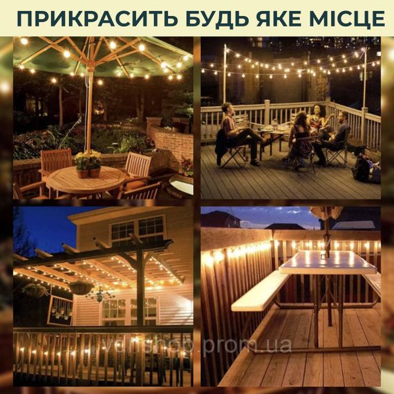 Ретро гірлянда вулична 10 LED лампочок 5 метрів жовта A60Y | Зображення 5