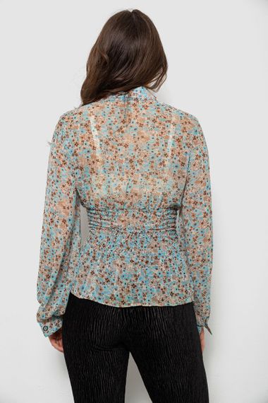 Блуза жіноча з принтом шифонова, колір блакитний, 230R1502 | Зображення 3