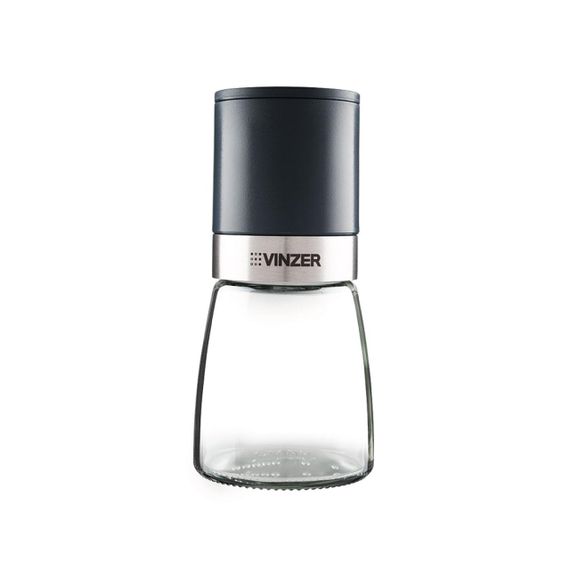 Млин для перцю та солі Vinzer 50196, 145 мл, прозорий, механічний, керамічний жорнов