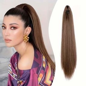 Шиньон накладной хвост на заколке Didaka прямые волосы - 50 см "Шатенка"