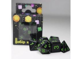 Набір кубиків Opaque 7 Dice Set Black (w-green) (7 шт.)