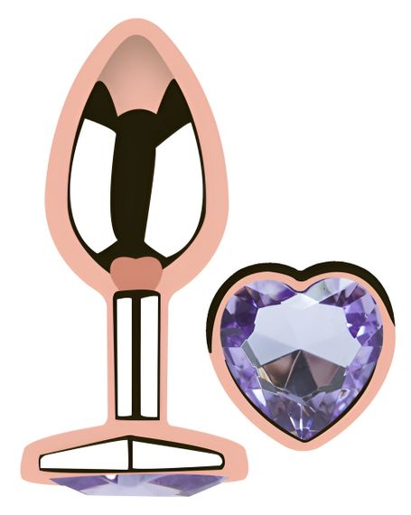 Анальна пробка з кристалом EGZO - Rose Gold Heart Plug Amethyst size S sexstyle | Зображення 1