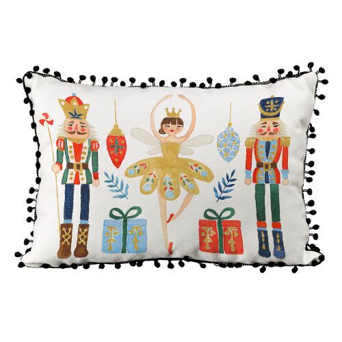 Подушка из мешковины с помпонами Лускунчик 45x32 см (43PHBP_23NG001)