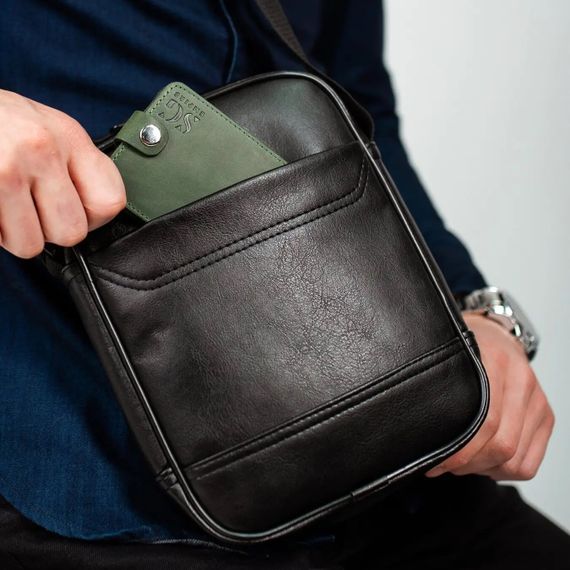 Месенджер класичний з еко шкіри гладкої, Сумка через плече кежуал чоловіча Ділова сумка месенджер | Зображення 2