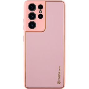Кожаный чехол Xshield для Samsung Galaxy S21 Ultra Розовый / Pink