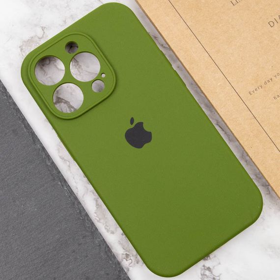 Чохол Silicone Case Full Camera Protective (AA) для Apple iPhone 15 Pro (6.1") Зелений / Dark Olive | Зображення 4