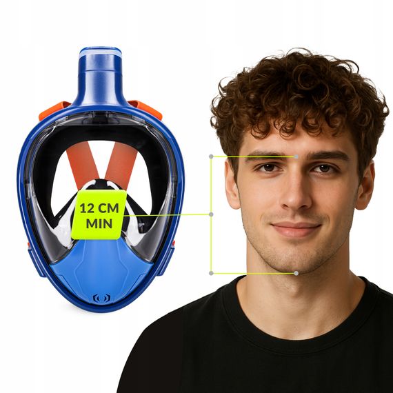 Маска для снорклінгу TSUNAMI повнолицьова, зі складною трубкою Size L/XL Blue (P-5905973405461) | Зображення 3