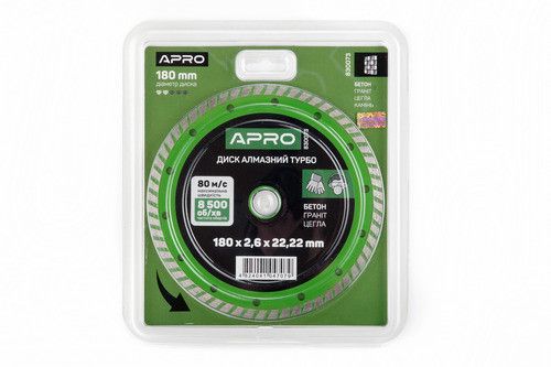 Диск відрізний для бетону 180х2.6х22.22мм (16-18%) Турбо APRO