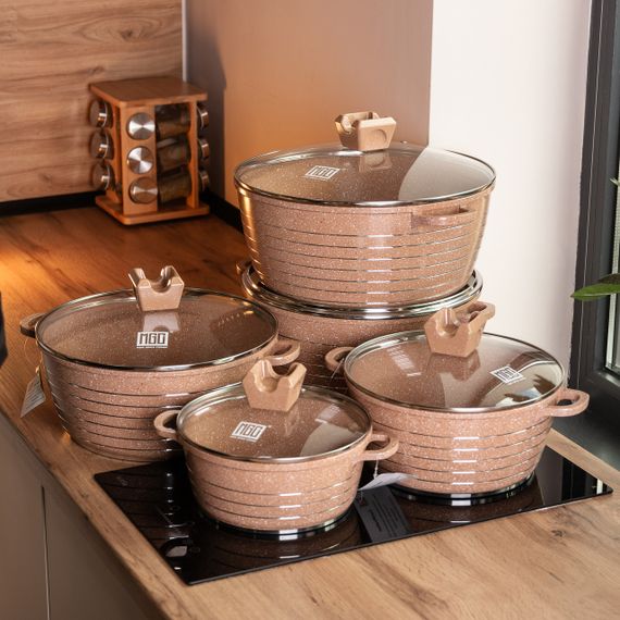 Набор из 5 хозяйственных кастрюль, 2,5-9 литров, толстое дно, алюминий MGC HP-4-411CH | Зображення 4