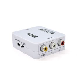 Конвертер Mini, AV to HDMI, ВОДЫ 3RCA(мама) на ВЫХОД HDMI(мама), 720P/1080P, White, BOX