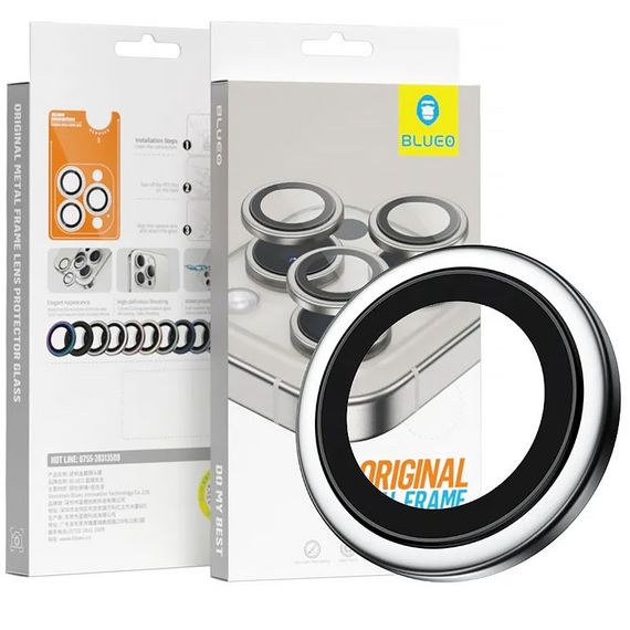 Захисне скло BlueO Metal на камеру для Apple iPhone 16 Pro / 16 Pro Max / 15 Pro / 15 Pro Max Срібний / Silver | Зображення 3