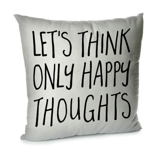 Подушка диванная с бархата Let`s think only happy thoughts 45x45 см (45BP_AW022)