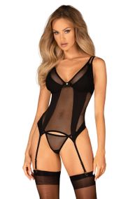 Корсет Obsessive Nesari corset Черный M/L