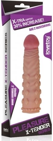 Насадка на член - Pleasure X-Tender Penis Sleeve Add 2" Flesh | Зображення 3