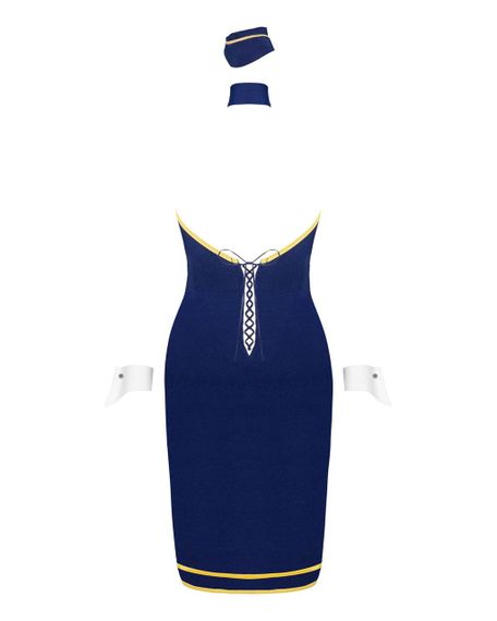 Еротичний костюм стюардеси Obsessive Stewardess uniform M/L, blue, сукня, пілотка, шарф, манжети Sex Aura | Зображення 3