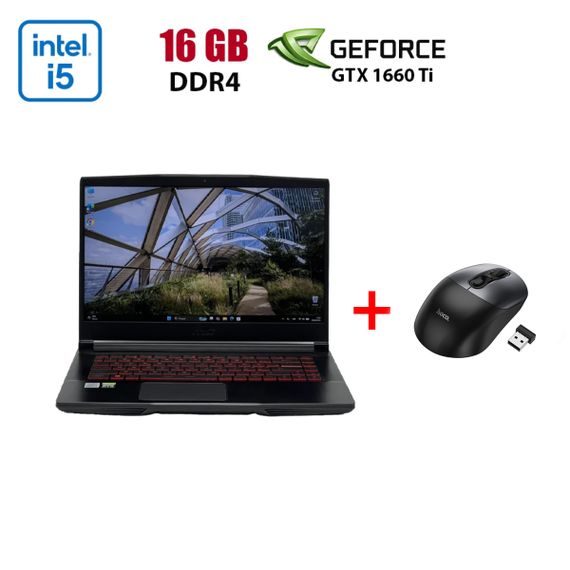 Игровой ноутбук Б-класс MSI GF65 Thin 10SDR / 15.6" (1920x1080) IPS / Intel Core i5-10300H (4 (8) ядра по 2.5 - 4.5 GHz) / 16 GB DDR4 / 480 GB SSD / nVidia GeForce GTX 1660 Ti, 6 GB GDDR6, 192-bit / WebCam б/у + Подарок Беспроводная мышь HOCO GM28