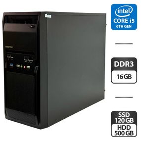 Комп'ютер Chieftec Libra Black (LG-01B-OP) Tower / Intel Core i5-6500 (4 ядра по 3,2 - 3,6 ГГц) / 16 ГБ DDR3 / 120 ГБ SSD + 500 ГБ HDD / Intel HD Graphics 530 / 500 Вт б/в
