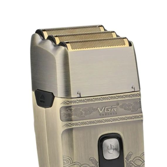 Електробритва шейвер VGR V-335 від USB, з LED-дисплеєм, Золотистий/Професійна бритва з трьома ножовими блоками | Зображення 4