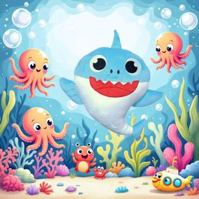 Плюшева іграшка папа акула блакитний подарунок для дитини 40см BABY SHARK 02242