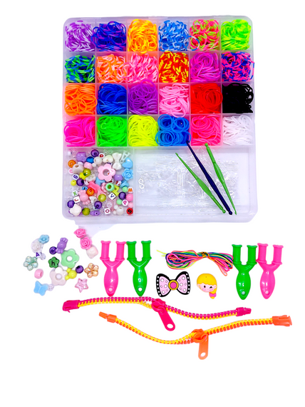 Набор резинок для плетения браслетов Loom Bands 1500 шт 2 яруса кейс с бисером бусинами и аксессуарами | Зображення 2