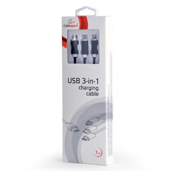 Зарядний кабель USB 3-в-1 Cablexpert CC-USB2-AM31-1M, AM-тато/Lightning/Micro/Type-C, 1.0 м. | Зображення 4
