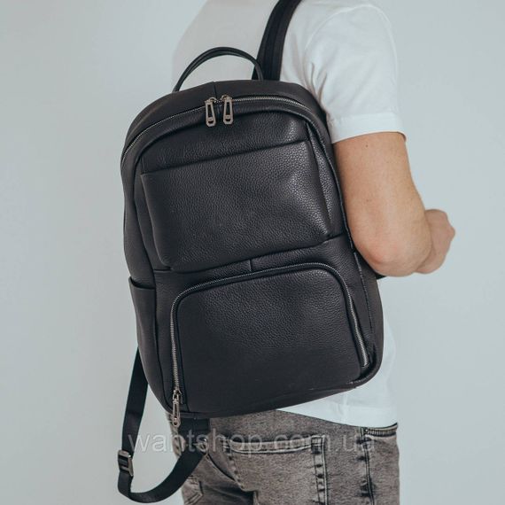 Чорний шкіряний чоловічий рюкзак Tiding Bag 9387